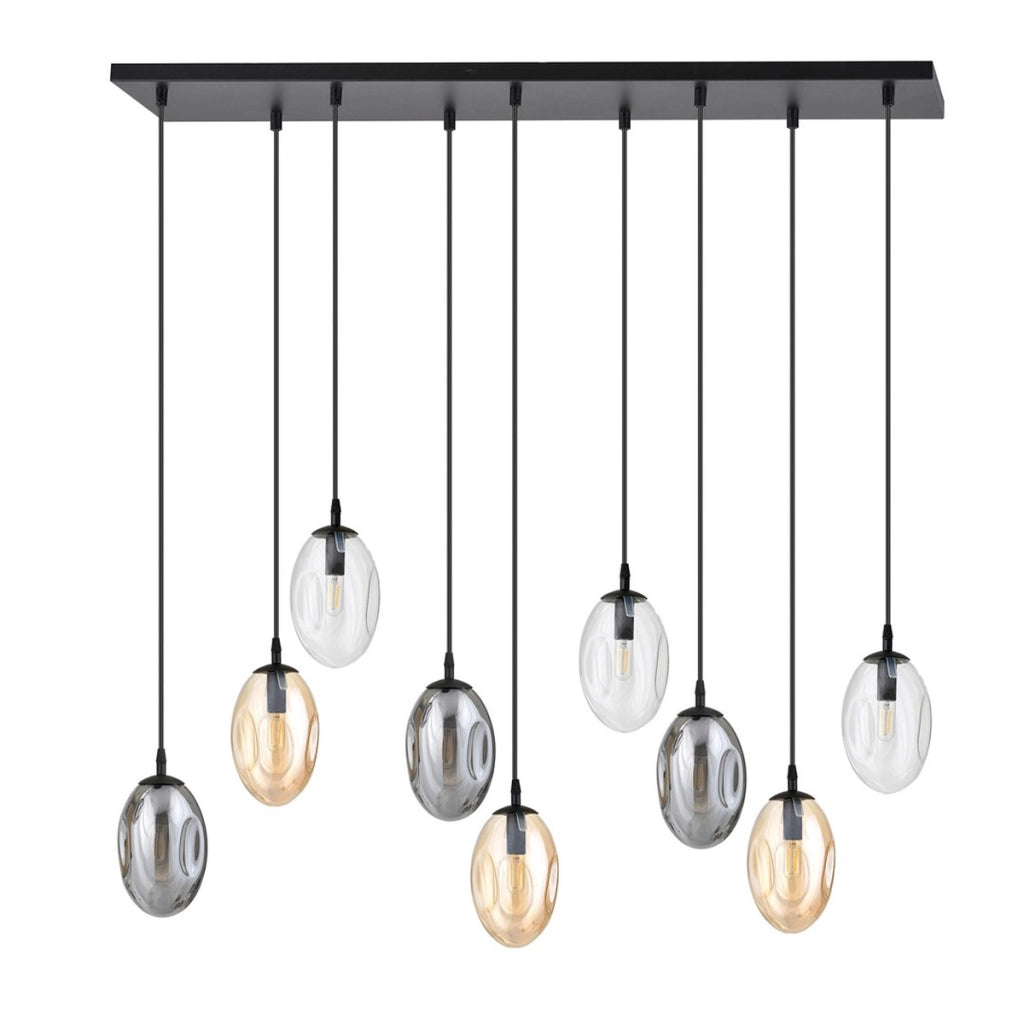 Lampada a sospensione ASTRAL con paralumi in vetro multicolore