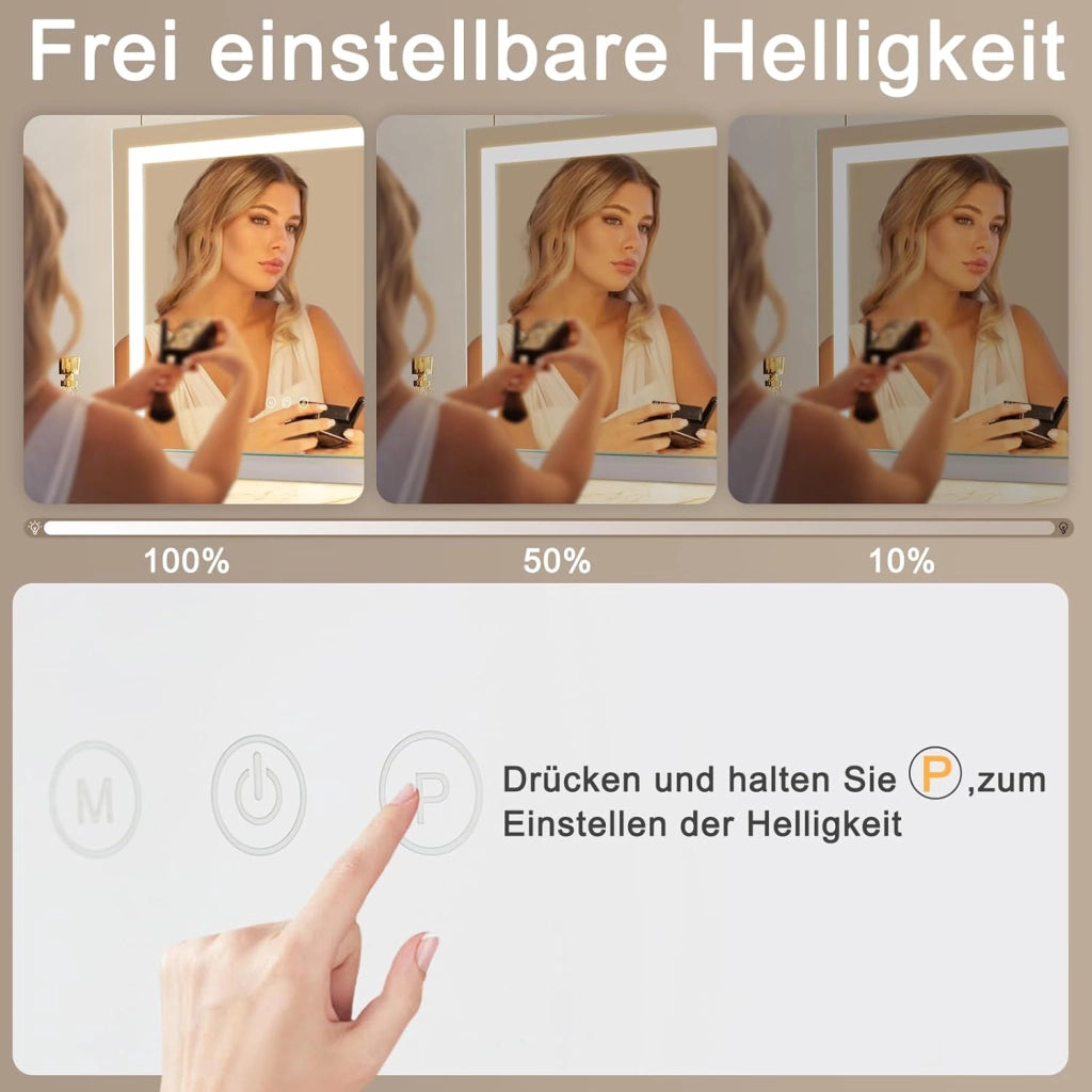 ZMH Specchietto da Trucco Hollywood con Luce LED Dimmabile 3 Modalità di Colore Luce Ingrandimento per Camera da Letto