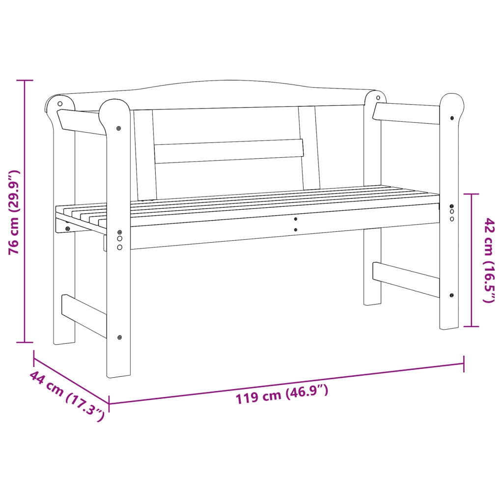 Panchina da Esterno Acacia 119x76x44 cm Legno Massello