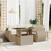 Set Divano da Giardino 5 pz con Cuscini Beige in Polyrattan