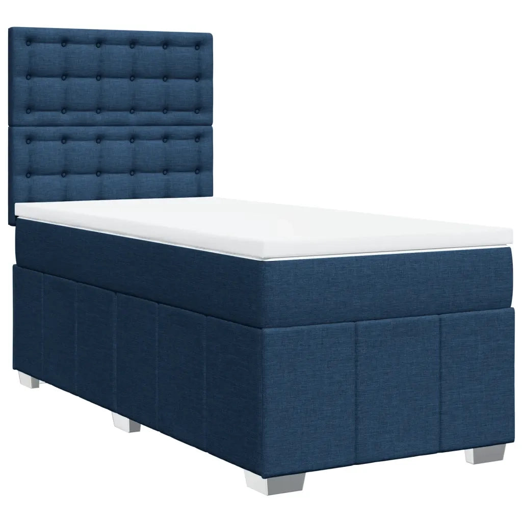 vidaXL Giroletto a Molle con Materasso Blu 100x200 cm in Tessuto