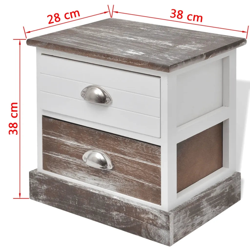 Comodini 2 pz-Set di 2 Tavolino da notte Marrone e Bianco