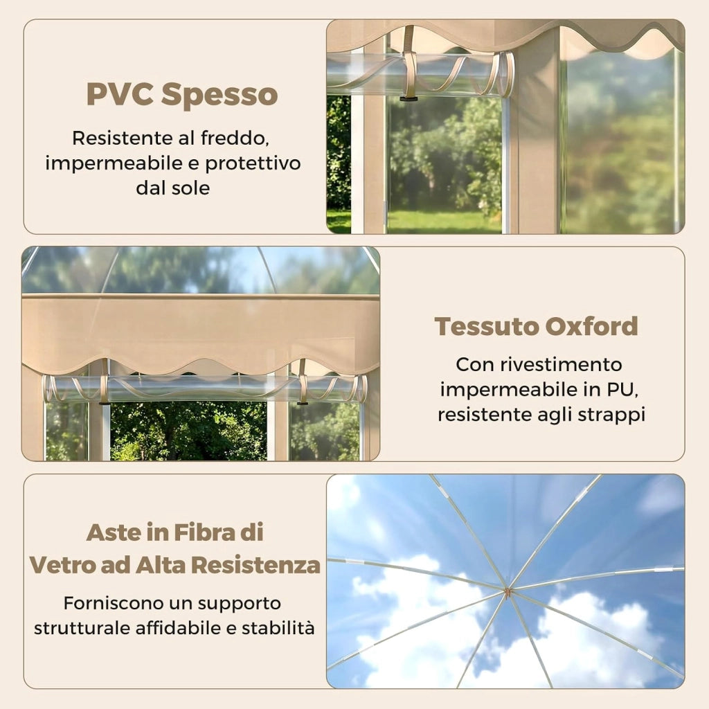 Tenda a Bolla Trasparente, Vista Panoramica a 540°, Tenda Sportiva Pop-up con 8 Corde Antivento, 16 Picchetti, 4 Sacchi di Sabbia e Borsa per Eventi Sportivi, Pesca e Campeggio
