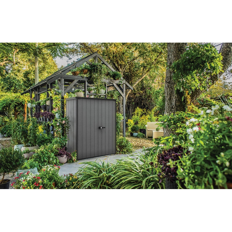 Armadio Porta Attrezzi da Esterno Cortina Alto EVOTECH+ 1400L 140x73,6x170,4 - Grigio effetto legno - Keter