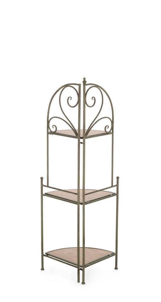 Scaffale Angolare 3 Ripiani 49x33x126 cm in Acciaio Guenda Verde Scuro