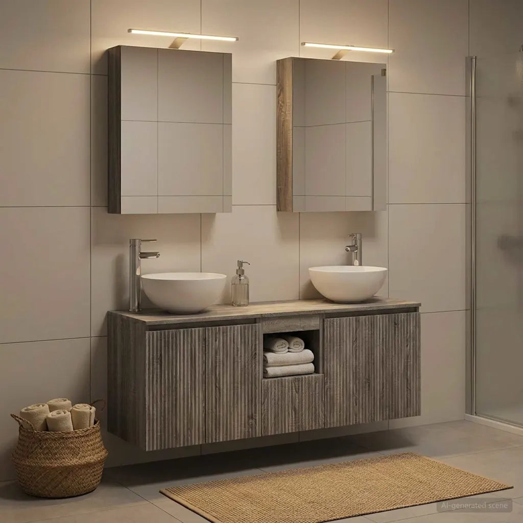 Set di Armadi da Bagno 5 pcs Sonoma grigio 50 x 14,5 x 70 cm 3406356