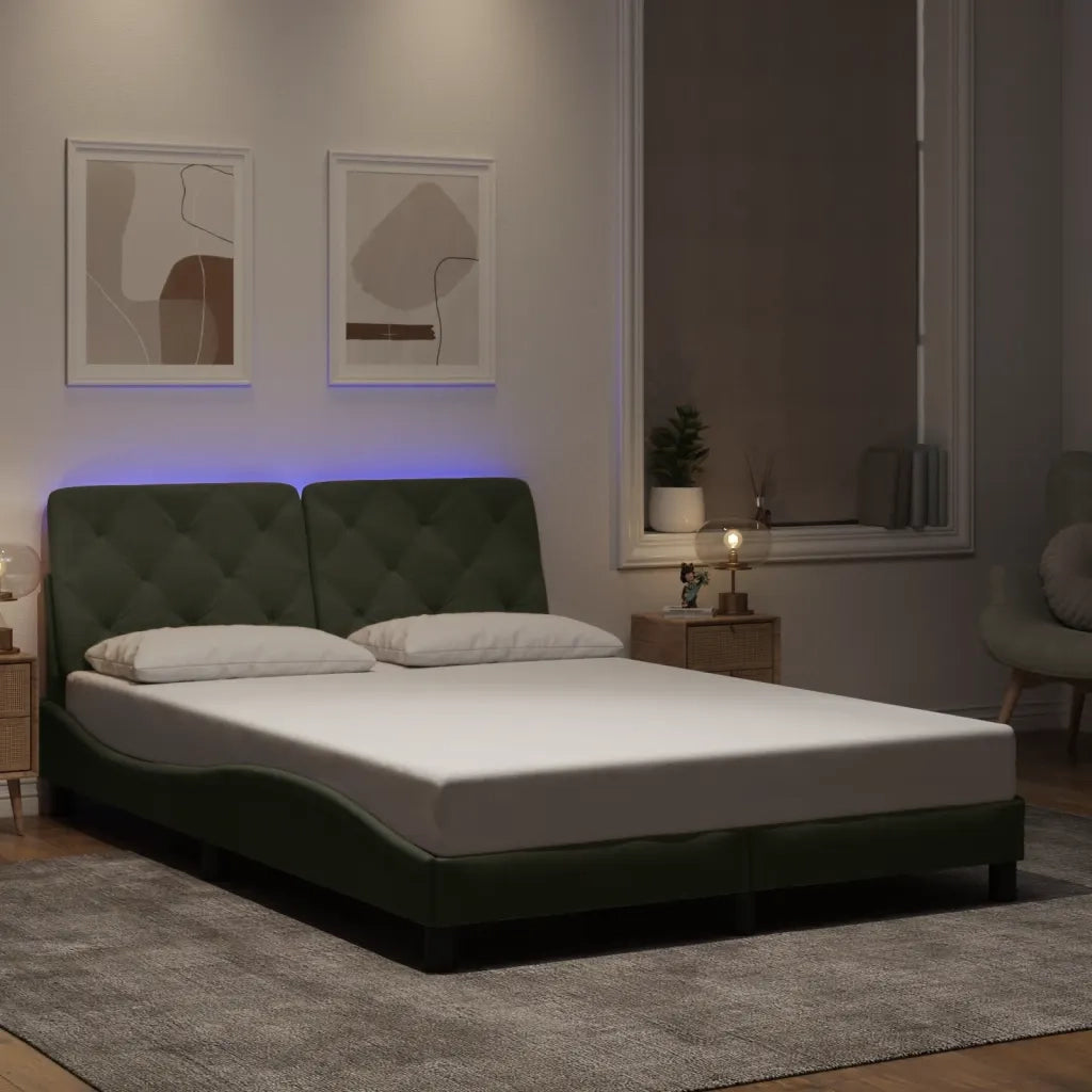 Giroletto con LED senza Materasso-Struttura Letto Grigio Chiaro 140x190 cm in Velluto
