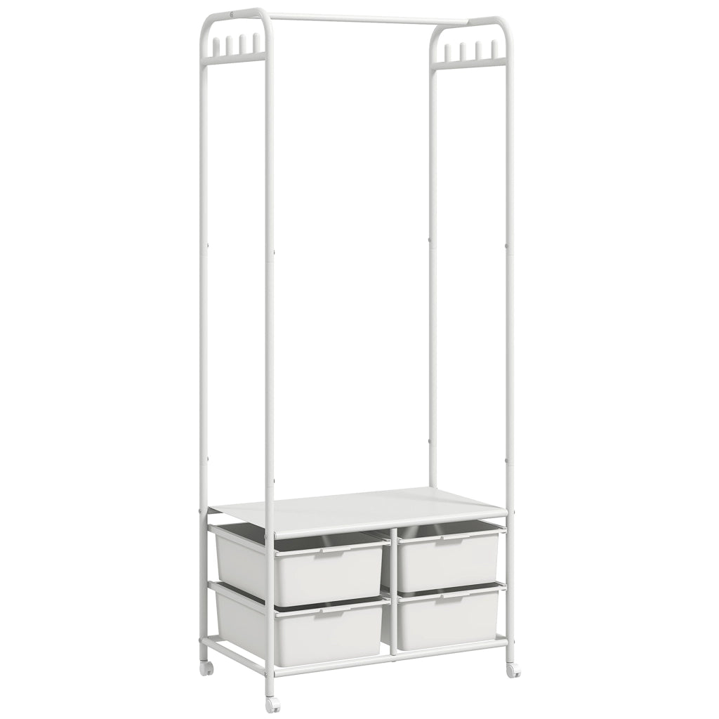 Appendiabiti con scaffale e cestini per scarpe ¨C Zephmum ¨C Bianco 63x37x153 cm