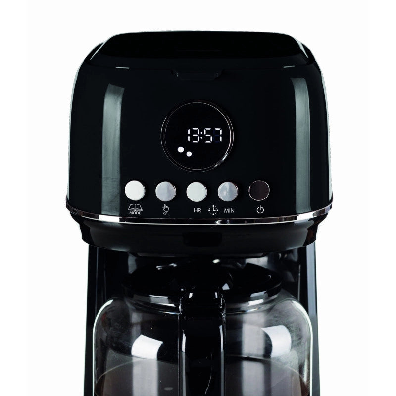 Macchina da caffè con filtro Moderna 15 tazze, base riscaldante, display LCD - Nero