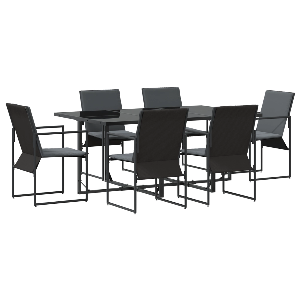 Set da Pranzo da Giardino in 9 Pezzi con Cuscini in Acciaio e Testilene