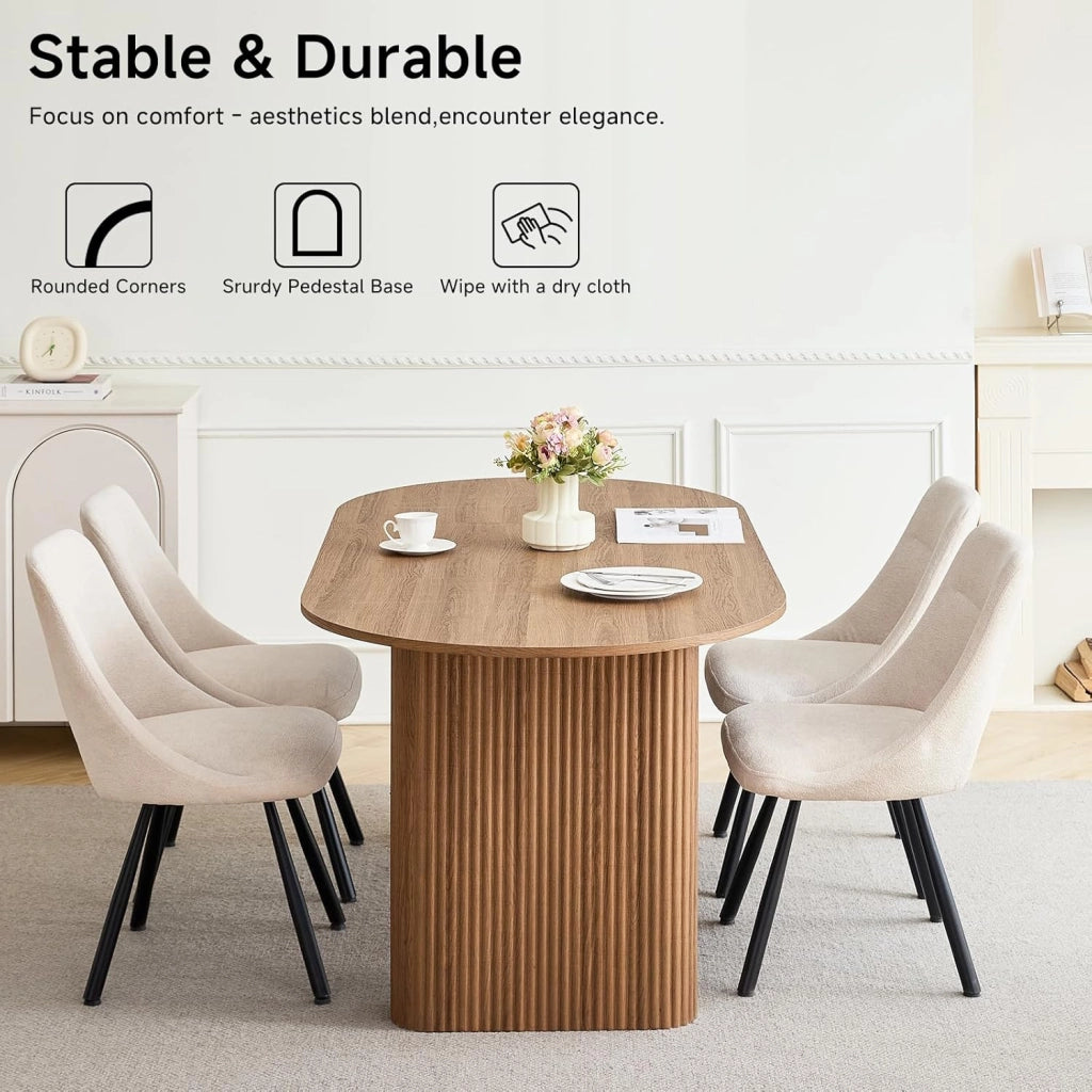 GrandCA HOME Tavolo da Pranzo Ovale in Legno, Tavolo da Cucina Moderno da 180 CM, Ampia Scrivania in MDF per 6-8 Persone (Marrone Scuro)