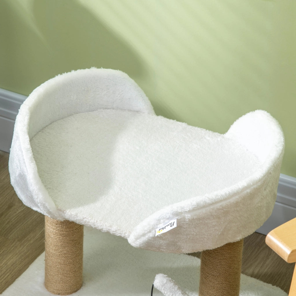 Tiragraffi Torre per Gatti con Palline Giocattolo ¨C zephmum ¨C Giallo e Bianco 48x38x42 cm