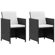 Set da Pranzo da Giardino 5 pz-Tavolo e sedie da giardino con Cuscini in Polyrattan Nero