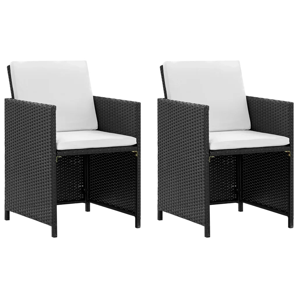 Set da Pranzo da Giardino 5 pz-Tavolo e sedie da giardino con Cuscini in Polyrattan Nero