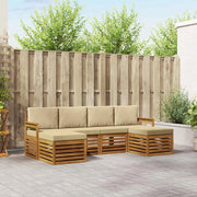 Set divani 6 pcs Naturale e Beige Legno di Acacia Massello 3375238