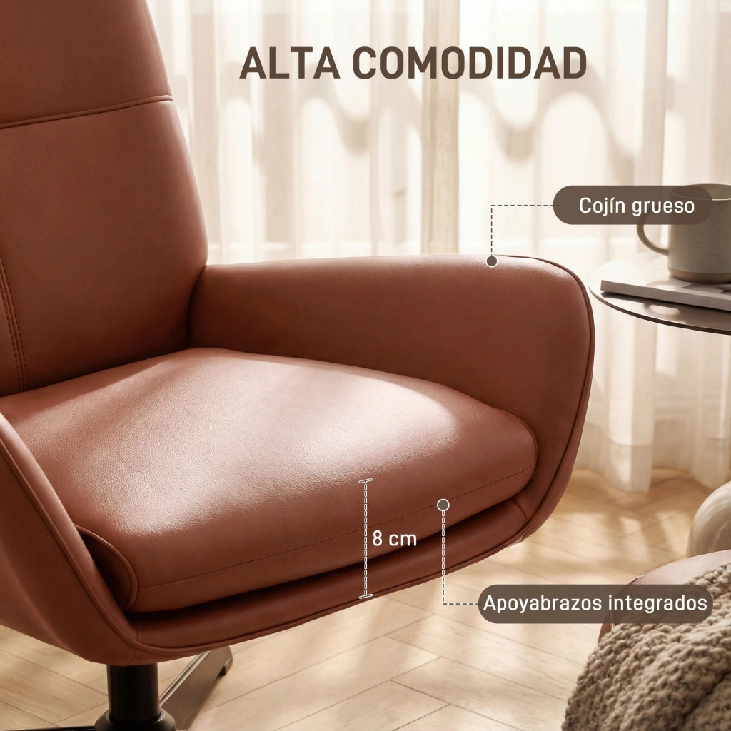 Poltrona imbottita in similpelle ¨C zephmum ¨C marrone con gambe in metallo