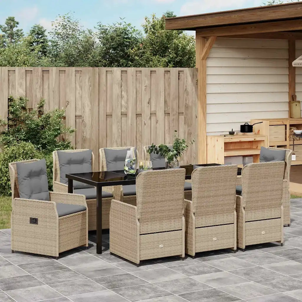 Set da Pranzo per Giardino 9 pcs Beige e Grigio Chiaro 3380966