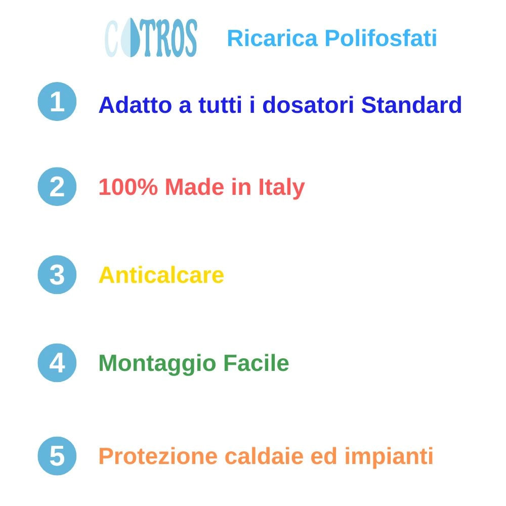 Kit ricarica polifosfati pezzi 18 per caldaie impianti universali con bicchiere dosatore