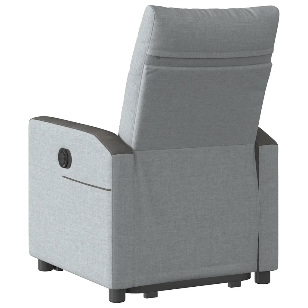 Poltrona Alzapersona Reclinabile Grigio Chiaro in Tessuto