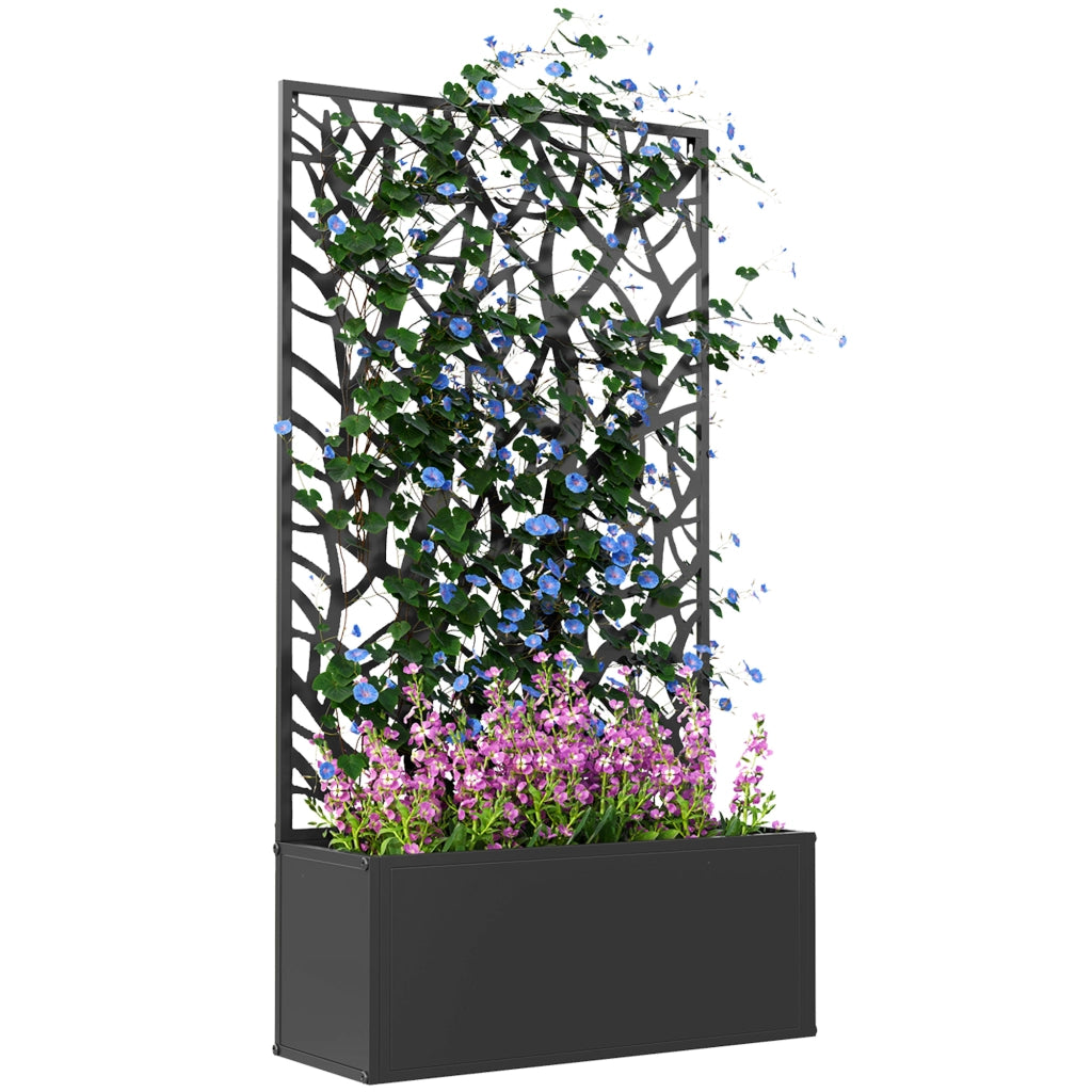 Fioriera con traliccio ¨C Xylo ¨C metallo nero 61x23x113 cm per piante rampicanti