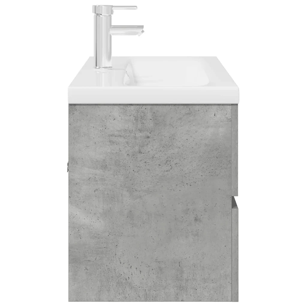 Set Mobili da Bagno 2 pz Grigio Cemento in Legno Multistrato