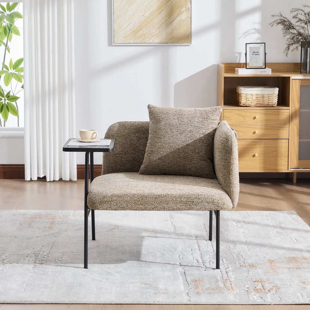 Poltrona con Poggiapiedi e Tavolino ¨C MINIMAL ¨C Tessuto, Grigio