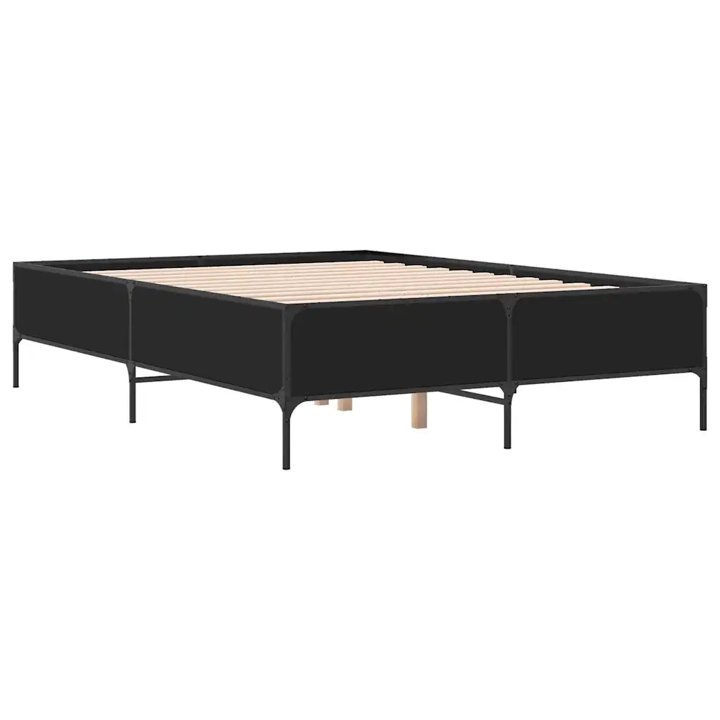 Giroletto Nero 160x200 cm in Legno Multistrato e Metallo 3279787