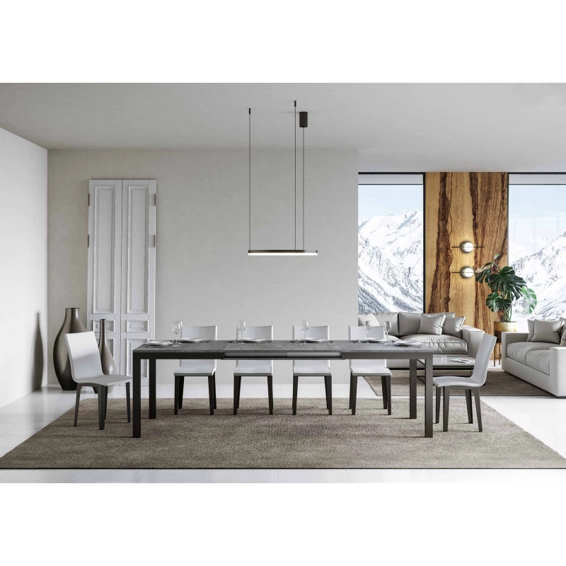 Tavolo allungabile 90x160/420 cm Everyday Evolution telaio Antracite - Cemento