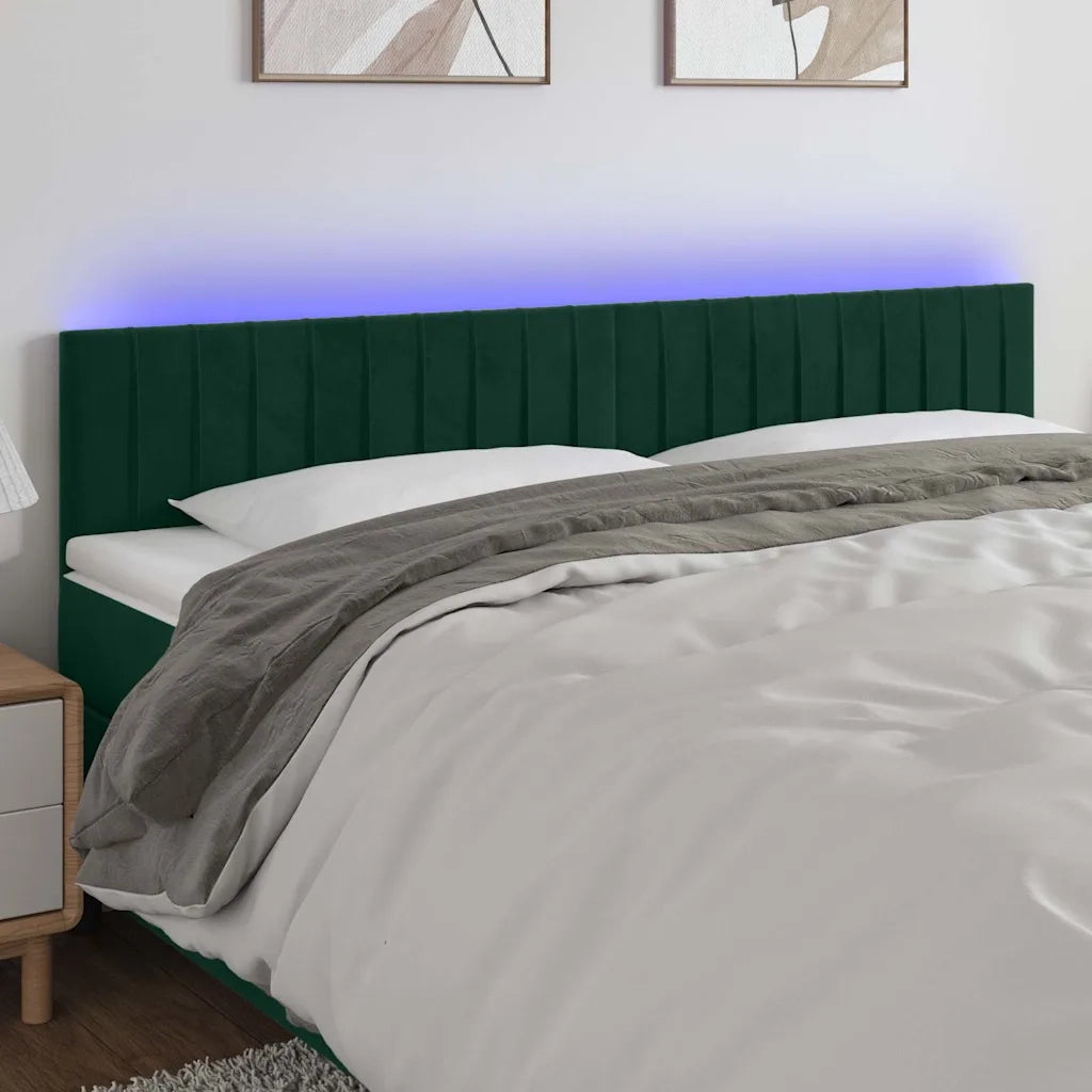 Testiera a LED Verde Scuro 180x5x78/88 cm in Vellutocod mxl 73790