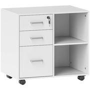 Cassettiera da Ufficio Schedario  con 3 Cassetti Serratura e Chiavi 60x40x56 cm Bianco