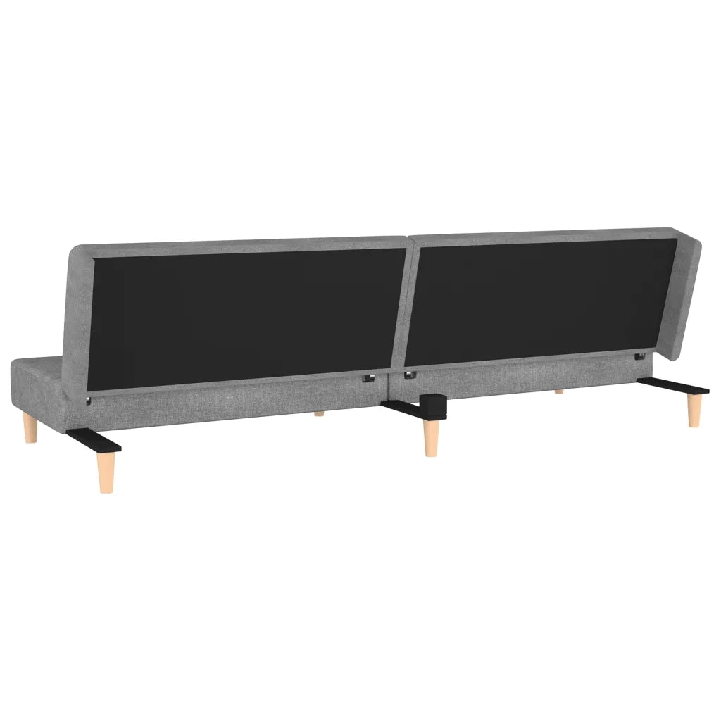 Divano Letto a 2 Posti con 2 Cuscini Grigio Chiaro in Tessuto 375887