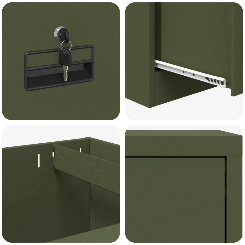 Armadio per File con cassetto Verde oliva 45,5 x 42 x 139 cm