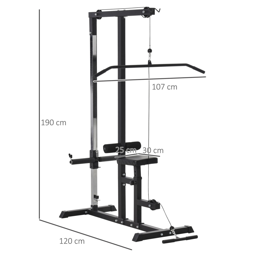 EasyComfort Stazione Fitness Pull Down da Casa con Panca e Cavo Regolabile, in Acciaio 107x120x190cm Nero