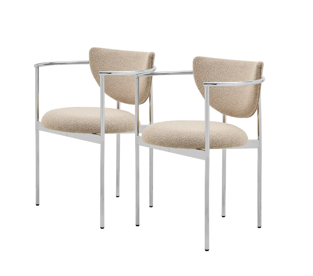 Sedia con Braccioli e Schienale Ergonomico, in Tessuto e Metallo, Cachi Chiaro 75 × 50.5 × 33 cm