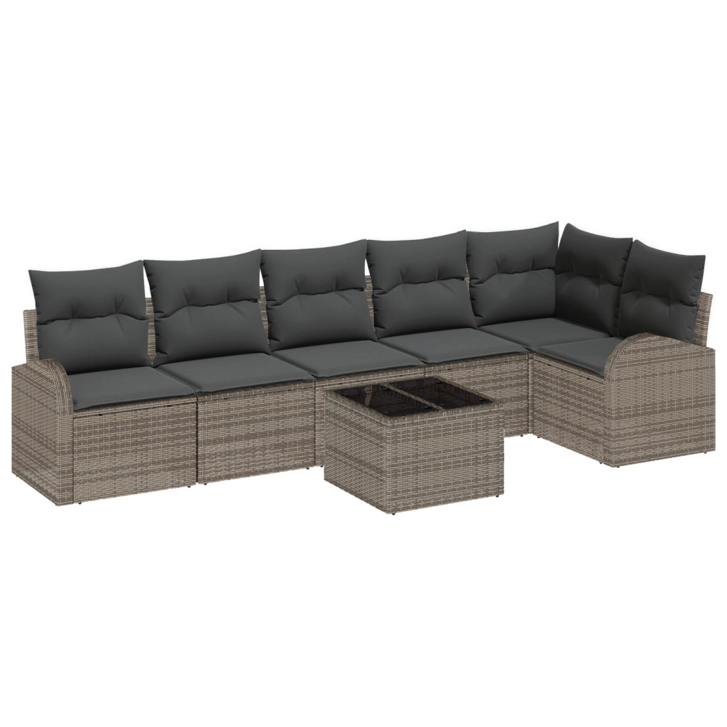 Set di Divano da Giardino a 6 Pezzi con Cuscini Rattan Poliestere Nero
