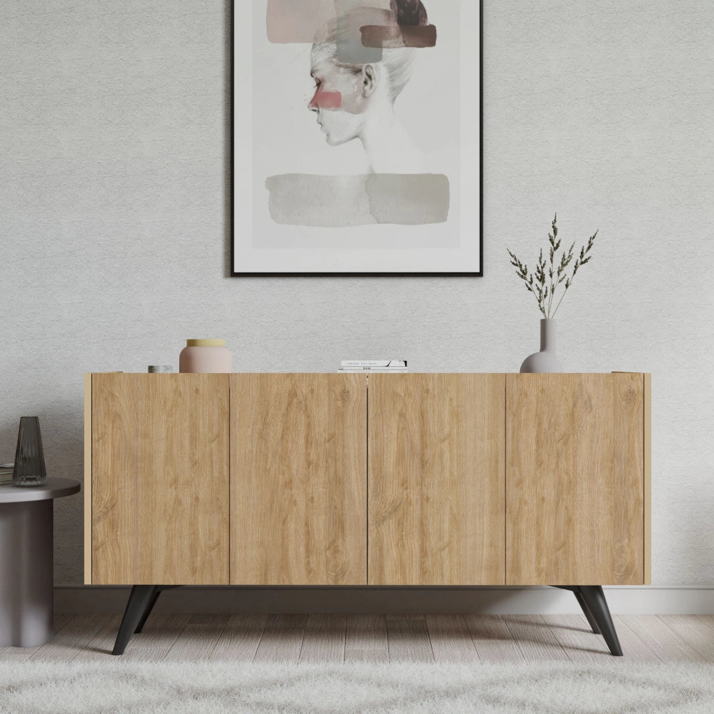 Credenza in legno "Pekin" - 150 x 40 x 76 cm - Marrone