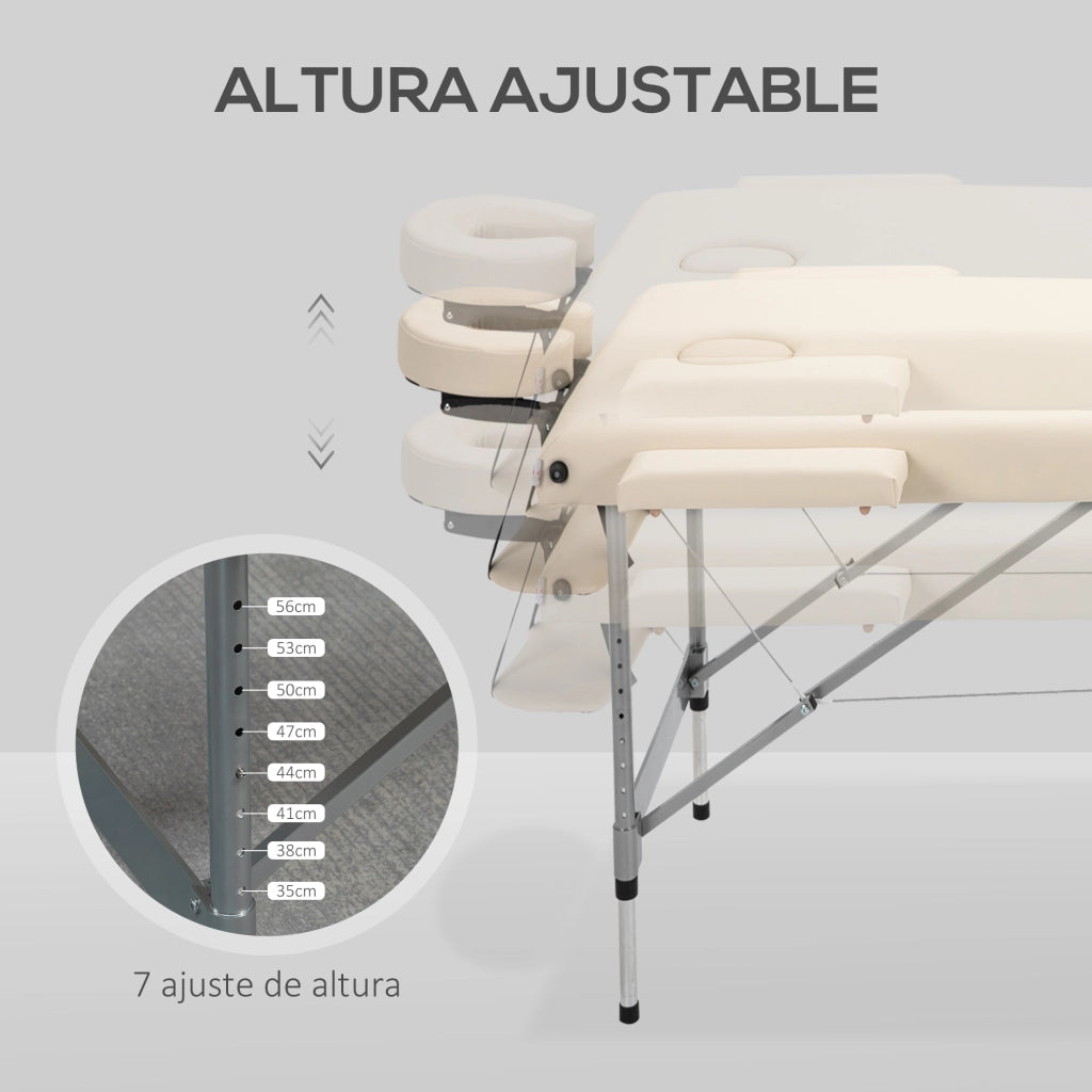 Poltrona Massaggiante Reclinabile Pieghevole ¨C Zephmum ¨C Beige 185x70x58-82 cm