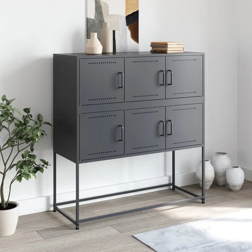 Credenza-Buffet-Armadio da cucina Antracite 100,5x39x107 cm in Acciaio 227207