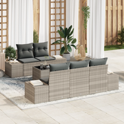 Set di divani da giardino da 6 pezzi con cuscini Grigio chiaro Polyrattan