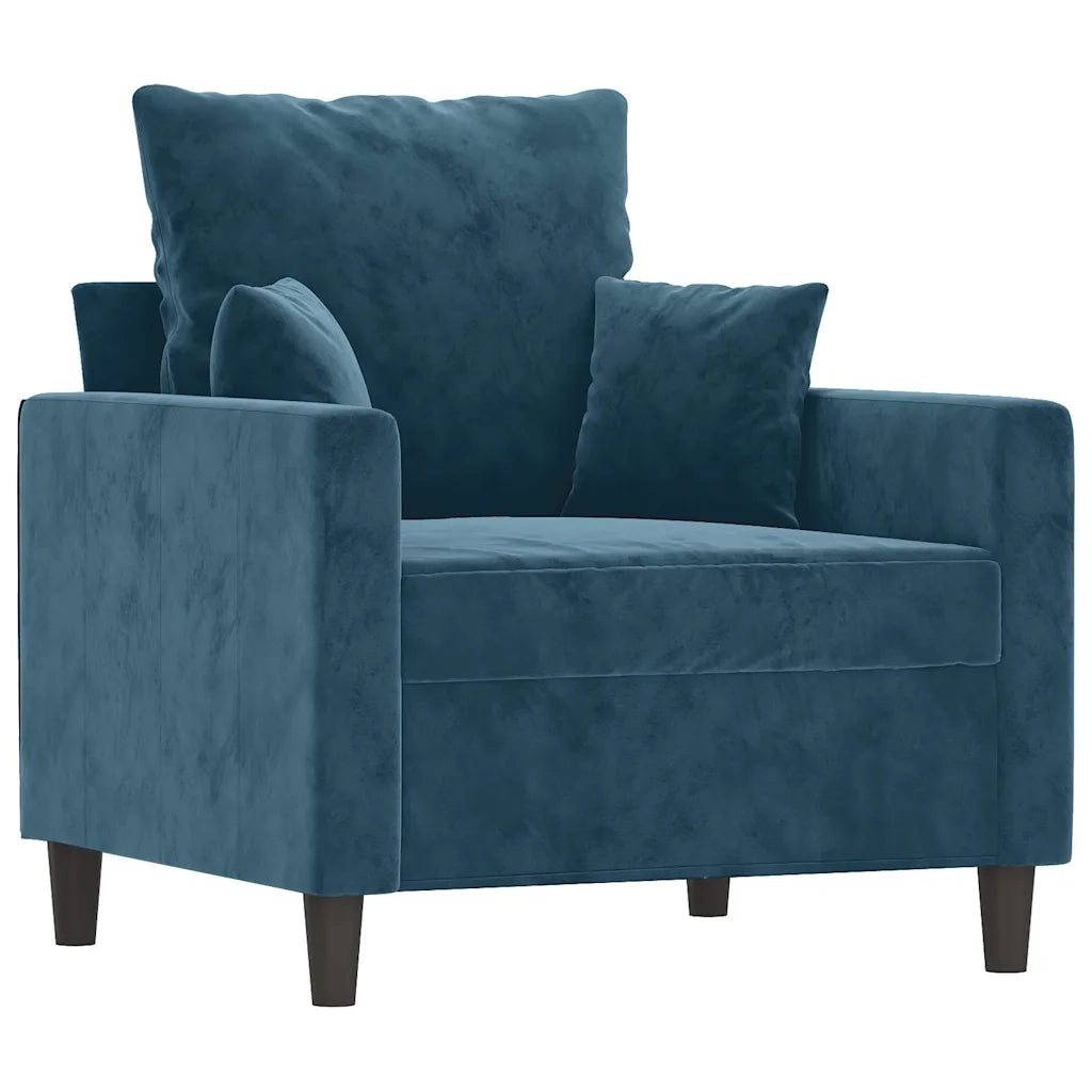 Poltrona con Poggiapiedi Blu 60 cm in Velluto