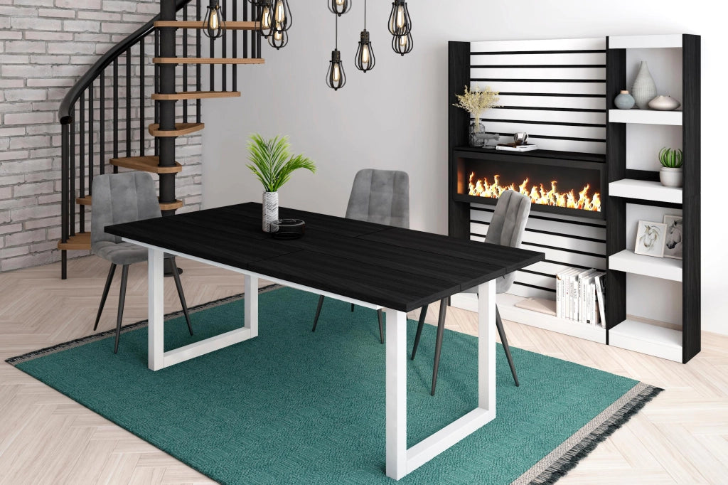 Tavolo da pranzo, 10 posti, 194x90x75cm, Robusto e stabile, struttura e gambe solide, Nero RF1099