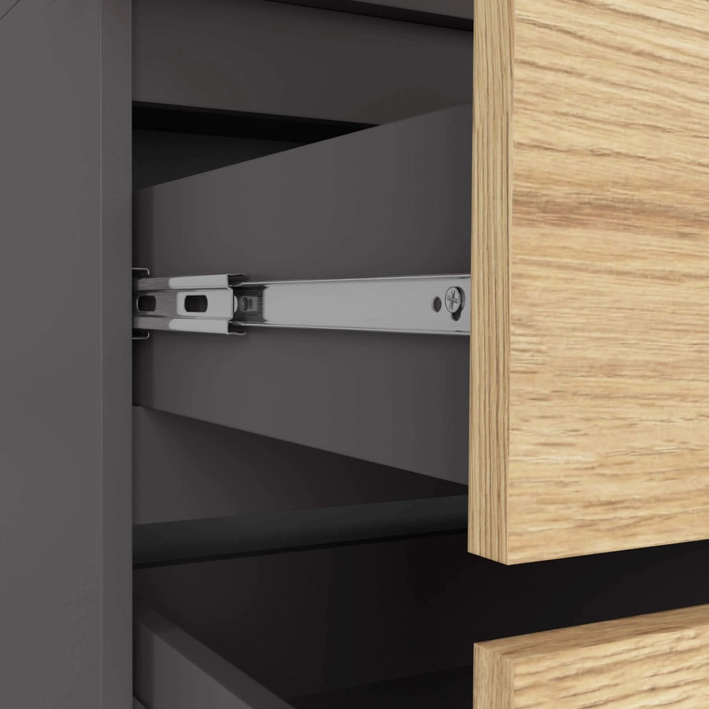 Armadio AKORD S90 Grigia Grafite 90 cm 2 ante 2 cassetti inserto frontale Quercia Artisan 90x51x180 cm
