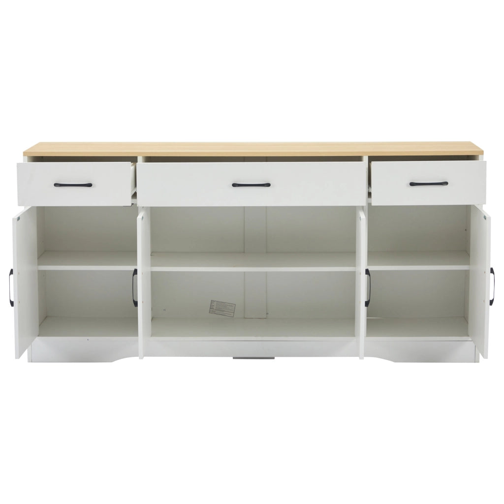 Credenza con 3 cassetti e 4 ante - per soggiorno - in MDF - 160x37x75 cm - bianco