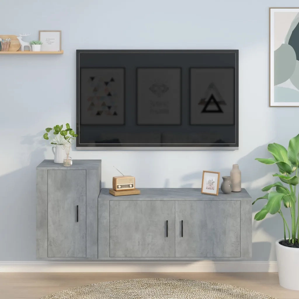 Set di Mobili Porta TV 2 pz | Armadietto TV | Mobile Porta TV Grigio Cemento in Legno Multistrato