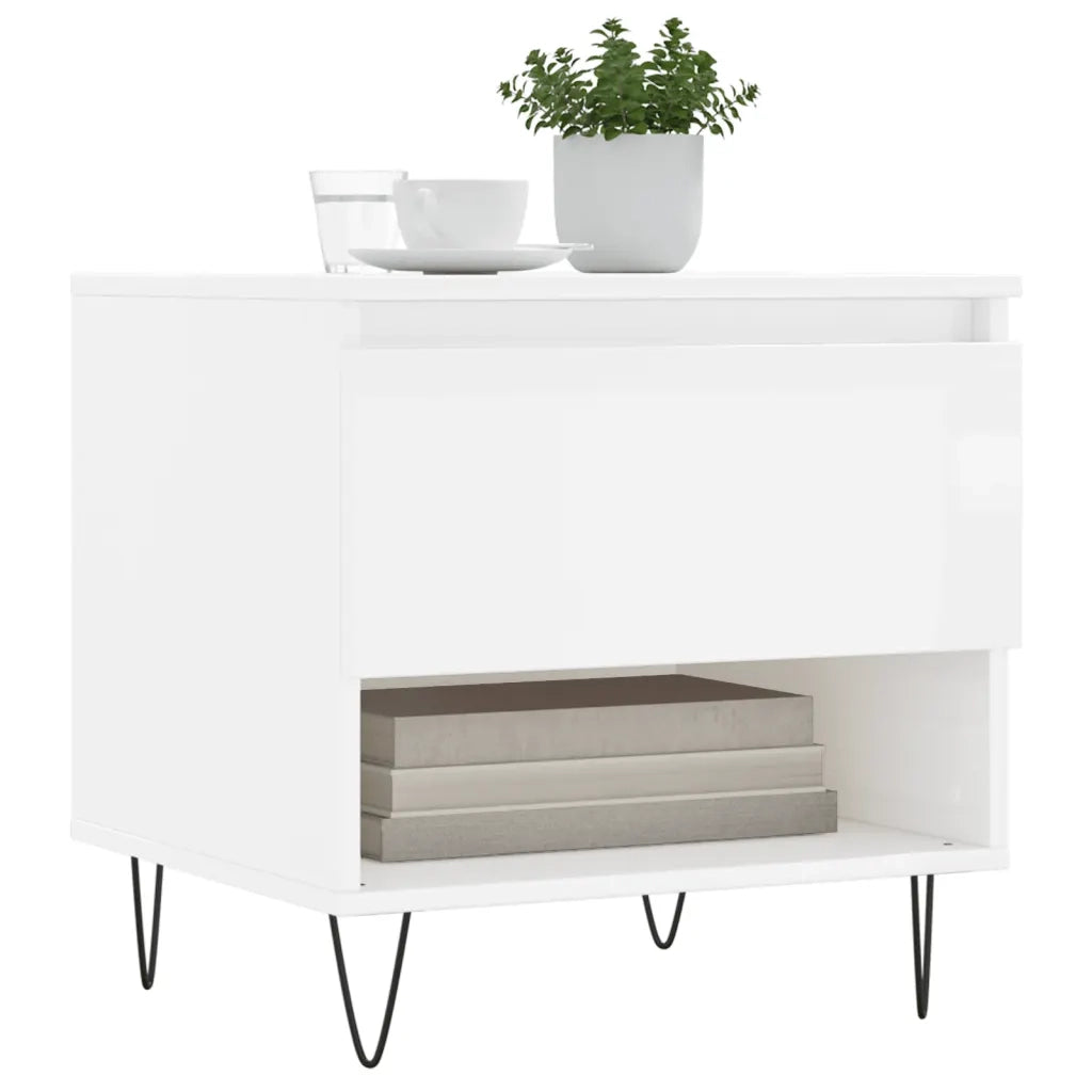 2 pz Tavolini salotto | Tavolino da caff¨¨ | Tavolino da Soggiorno Bianco Lucido 50x46x50cm Legno Multistrato