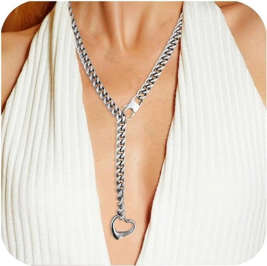 Cintura per collo Y adattabile con anello a forma di cuore per signore e signore