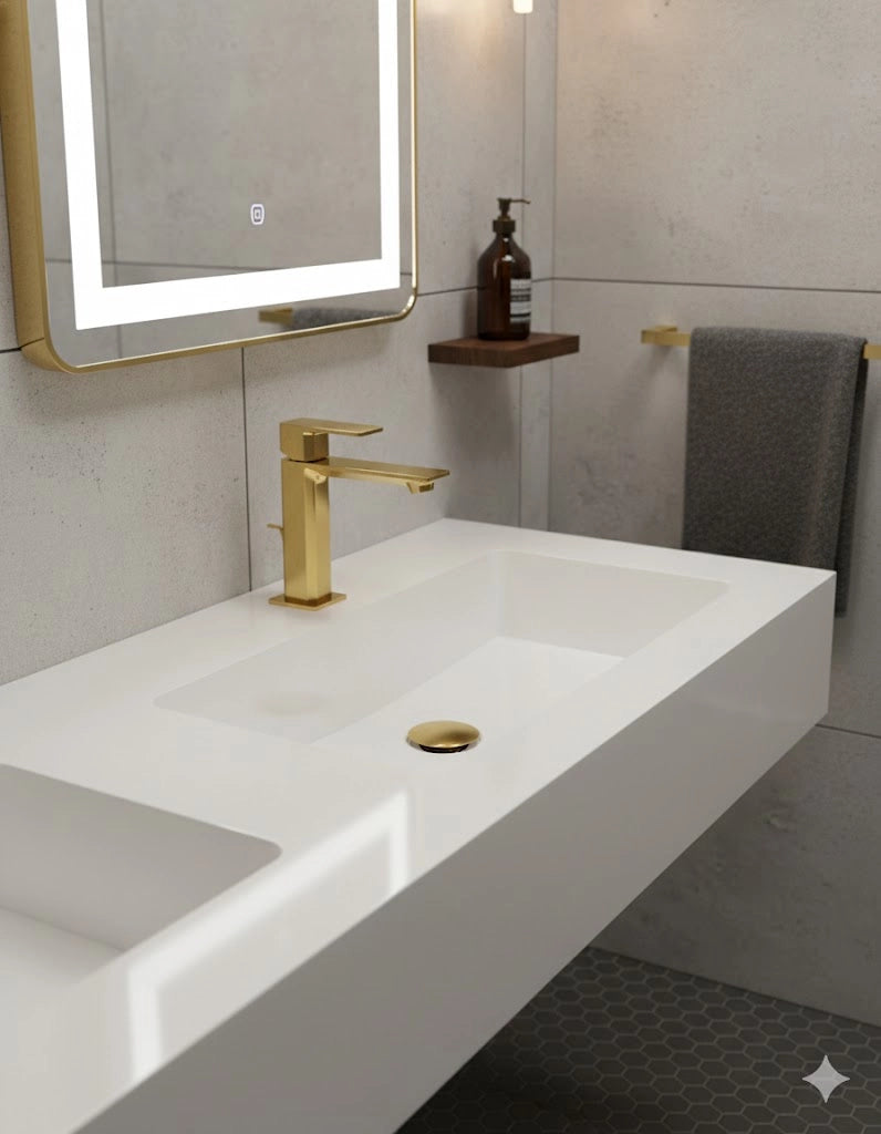 MISCELATORE MONOCOMANDO LAVABO ICON- Oro Spazzolato- MARIA- pezzi 1