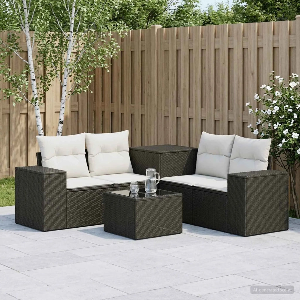 Set di divani 6 pz Nero e Bianco Crema 3447554