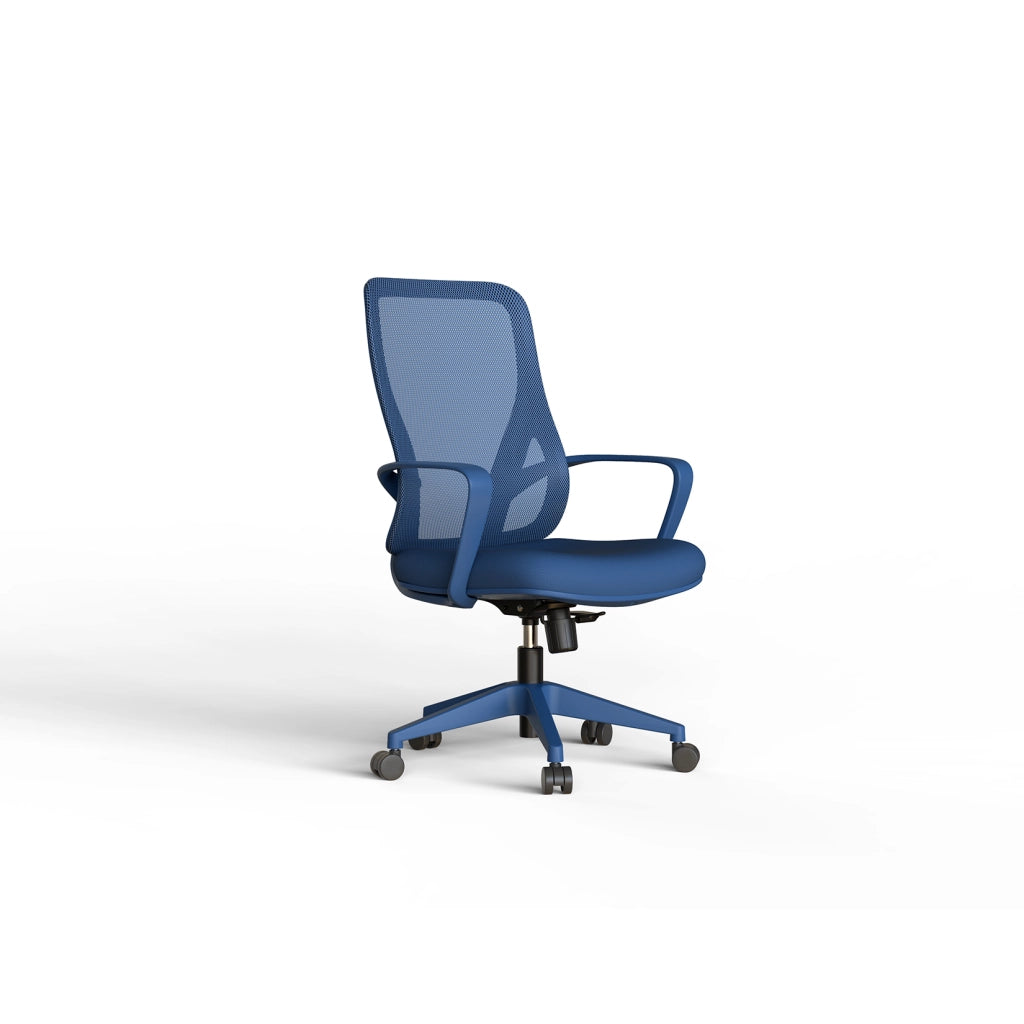 Sedia studio Hispanohogar altezza regolabile in tessuto blu