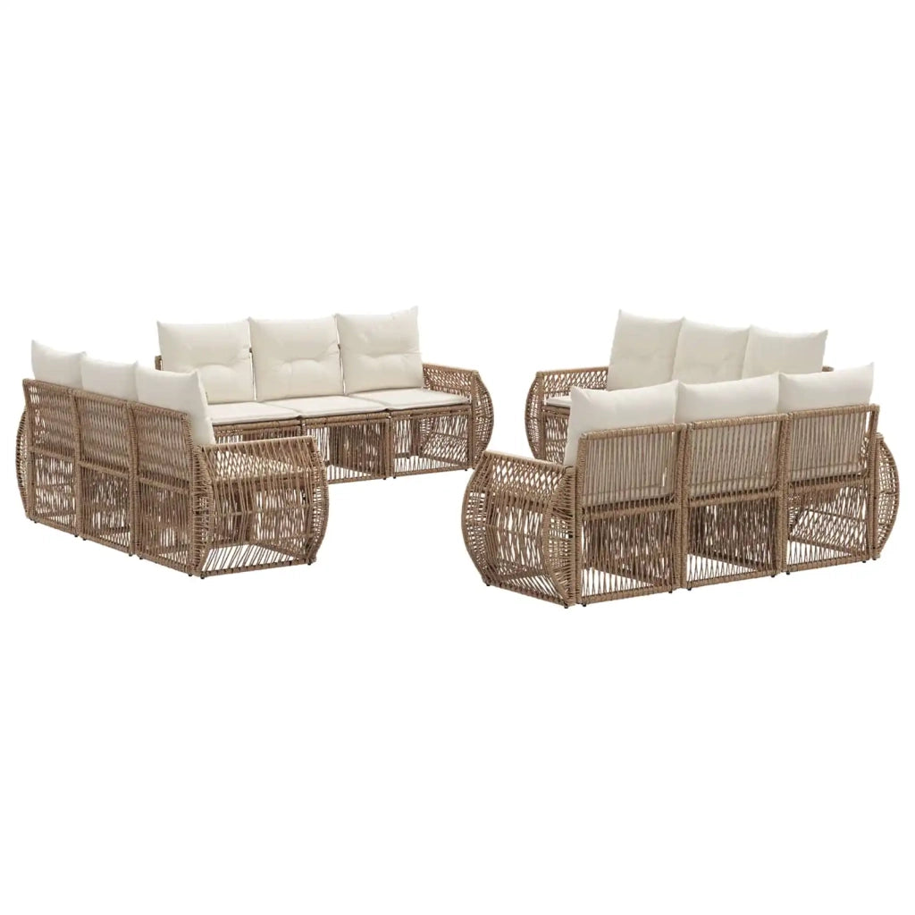 Set Divano da Giardino 12 pcs Beige e Bianco Crema polyrattan 3435369